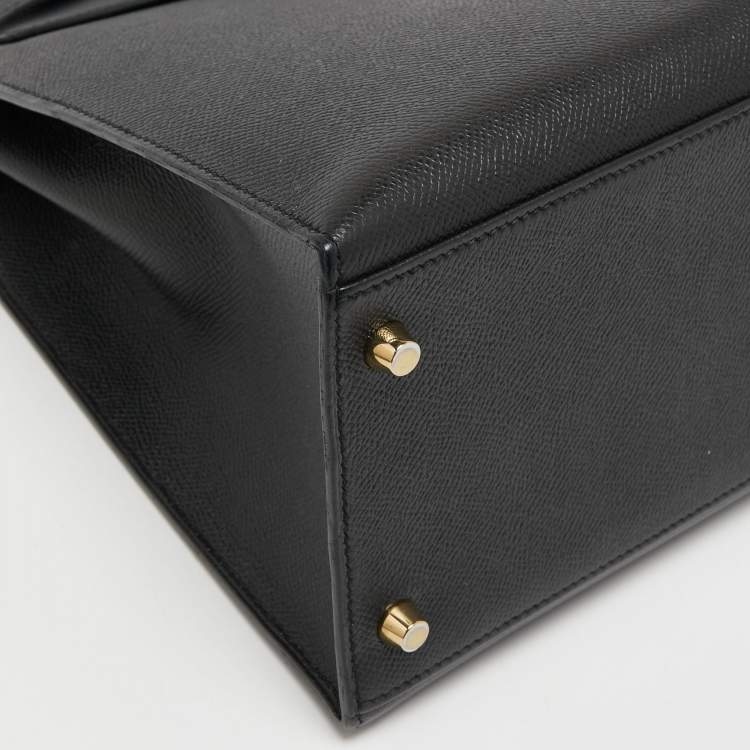 Pre Owned Hermès Black Epsom Leather Gold Finish Kelly Sellier 35 Bag