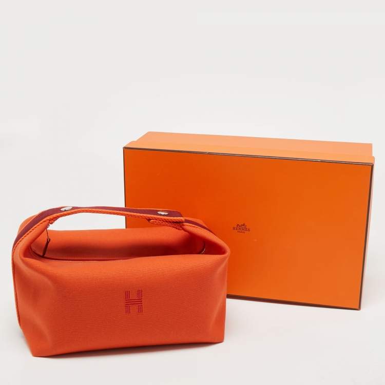 Pre Owned Hermes Orange Canvas Large Bride-a-Brac Bag