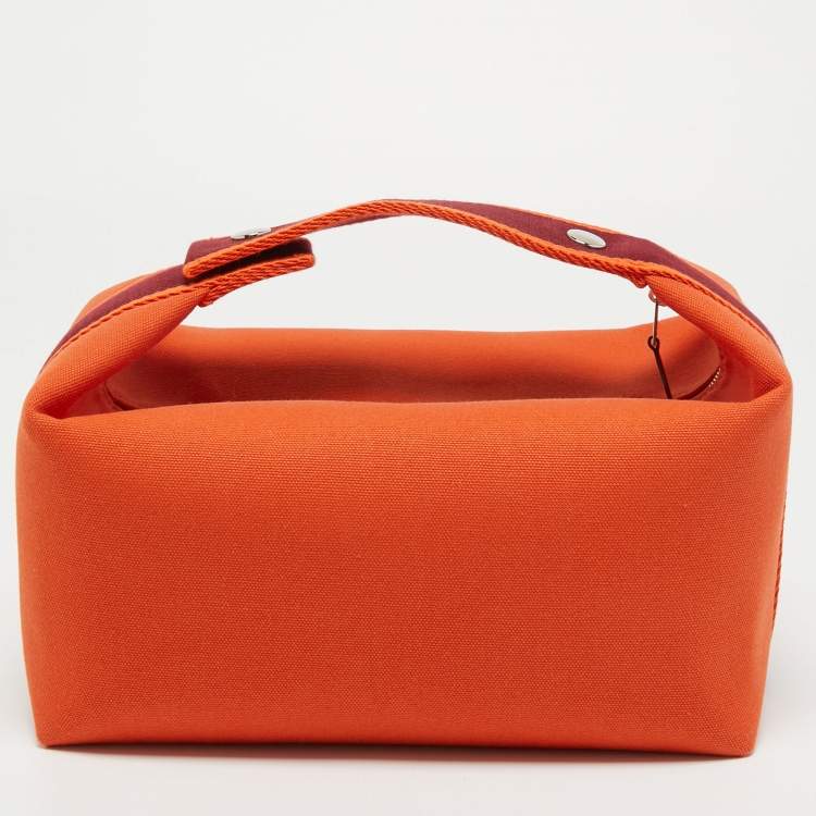 Pre Owned Hermes Orange Canvas Large Bride-a-Brac Bag