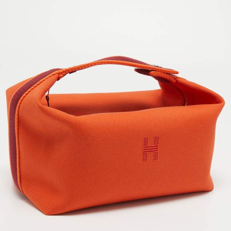 Pre Owned Hermes Orange Canvas Large Bride-a-Brac Bag