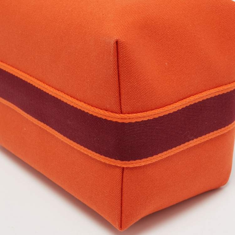 Pre Owned Hermes Orange Canvas Large Bride-a-Brac Bag
