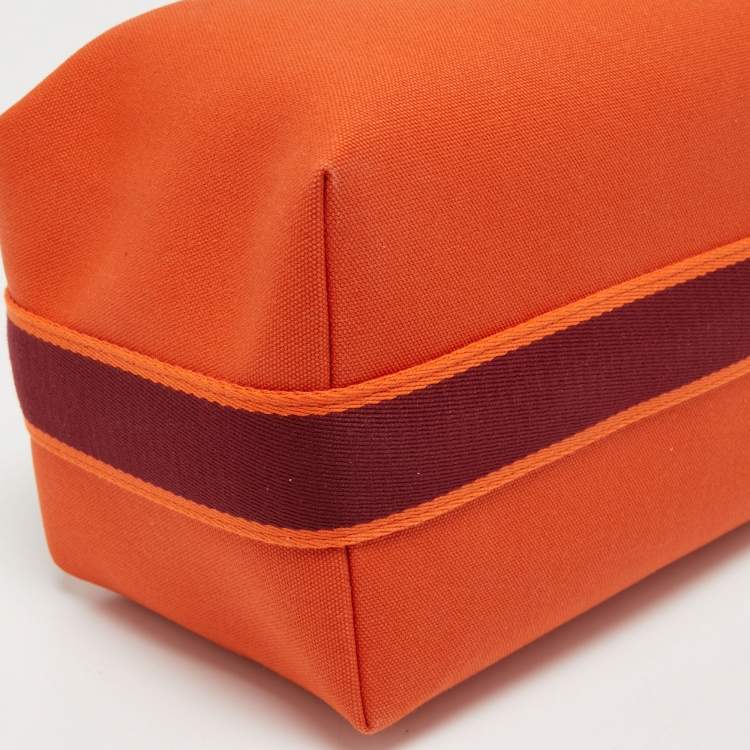 Pre Owned Hermes Orange Canvas Large Bride-a-Brac Bag