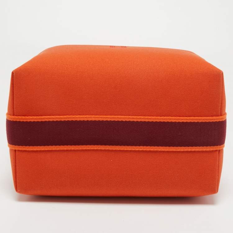 Pre Owned Hermes Orange Canvas Large Bride-a-Brac Bag