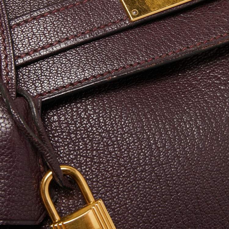 Pre Owned Hermès  Prune Chevre De Coromandel Leather Gold Finish Kelly Retourne 35 Bag