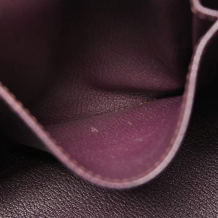 Pre Owned Hermès  Prune Chevre De Coromandel Leather Gold Finish Kelly Retourne 35 Bag