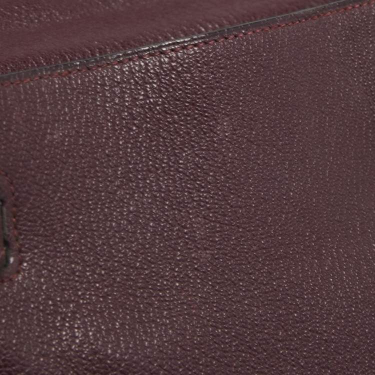 Pre Owned Hermès  Prune Chevre De Coromandel Leather Gold Finish Kelly Retourne 35 Bag