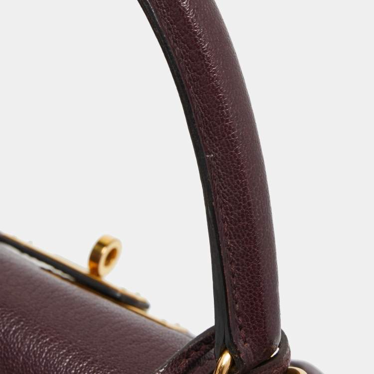 Pre Owned Hermès  Prune Chevre De Coromandel Leather Gold Finish Kelly Retourne 35 Bag