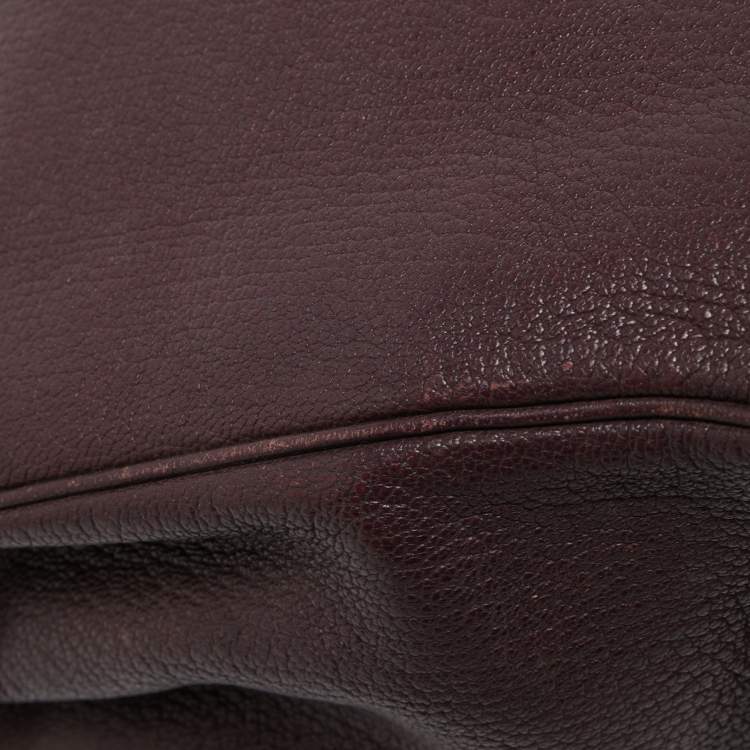 Pre Owned Hermès  Prune Chevre De Coromandel Leather Gold Finish Kelly Retourne 35 Bag