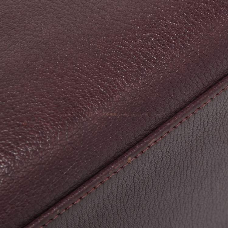 Pre Owned Hermès  Prune Chevre De Coromandel Leather Gold Finish Kelly Retourne 35 Bag
