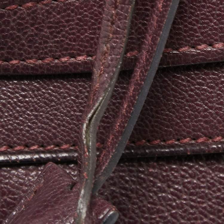 Pre Owned Hermès  Prune Chevre De Coromandel Leather Gold Finish Kelly Retourne 35 Bag