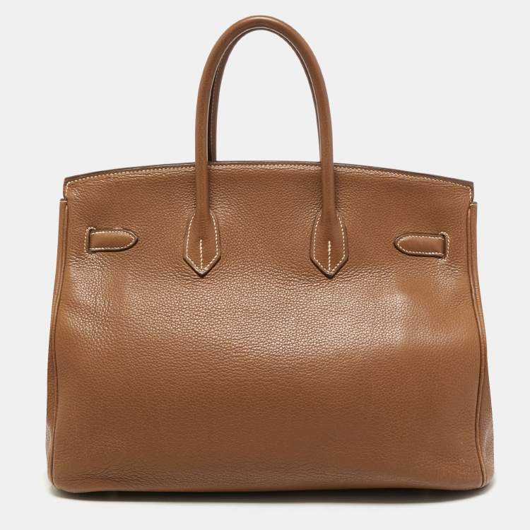 Pre Owned Hermes Gold Togo Leather Gold Finish Birkin 35 Bag