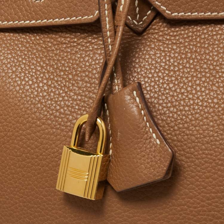 Pre Owned Hermes Gold Togo Leather Gold Finish Birkin 35 Bag