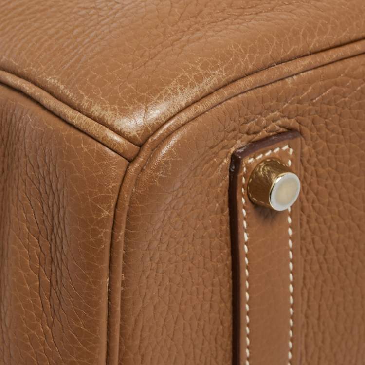 Pre Owned Hermes Gold Togo Leather Gold Finish Birkin 35 Bag