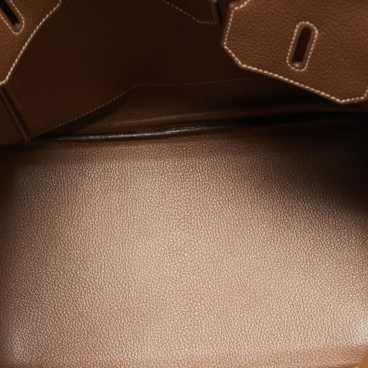 Pre Owned Hermes Gold Togo Leather Gold Finish Birkin 35 Bag