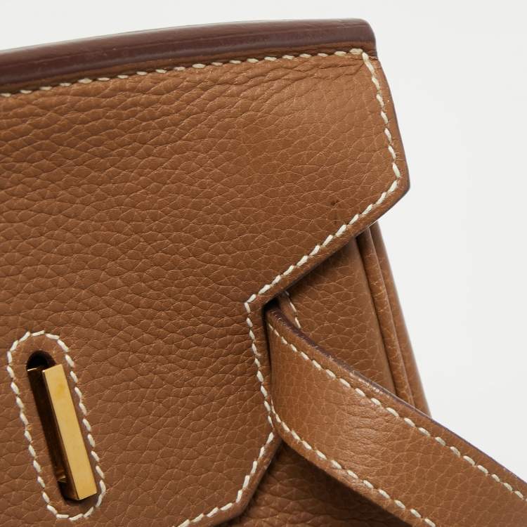 Pre Owned Hermes Gold Togo Leather Gold Finish Birkin 35 Bag