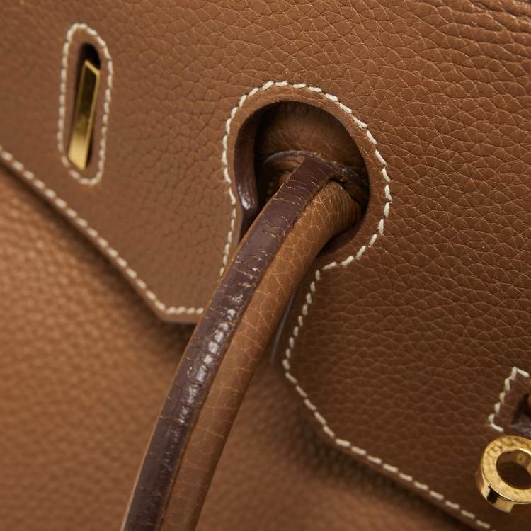 Pre Owned Hermes Gold Togo Leather Gold Finish Birkin 35 Bag