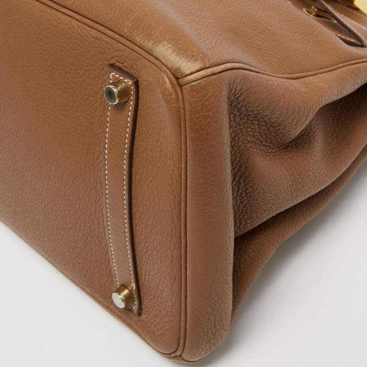 Pre Owned Hermes Gold Togo Leather Gold Finish Birkin 35 Bag