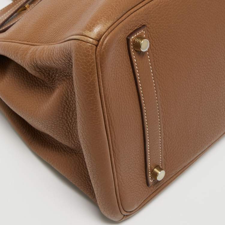 Pre Owned Hermes Gold Togo Leather Gold Finish Birkin 35 Bag