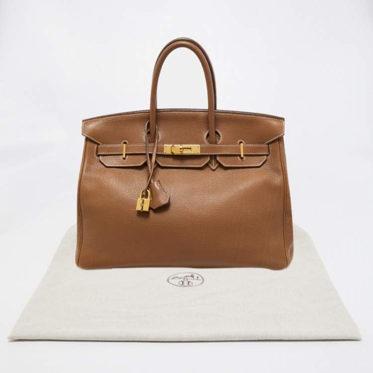 Pre Owned Hermes Gold Togo Leather Gold Finish Birkin 35 Bag