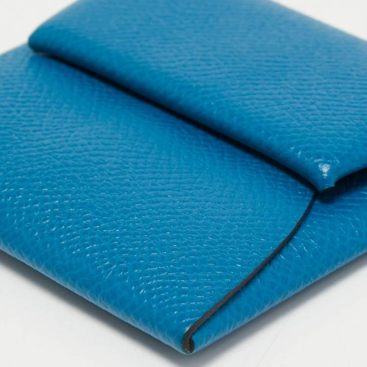 مملوكة مسبقًا Hermes Bleu De Galice/Bleu Agathe Epsom Leather Bastia Coin Purse