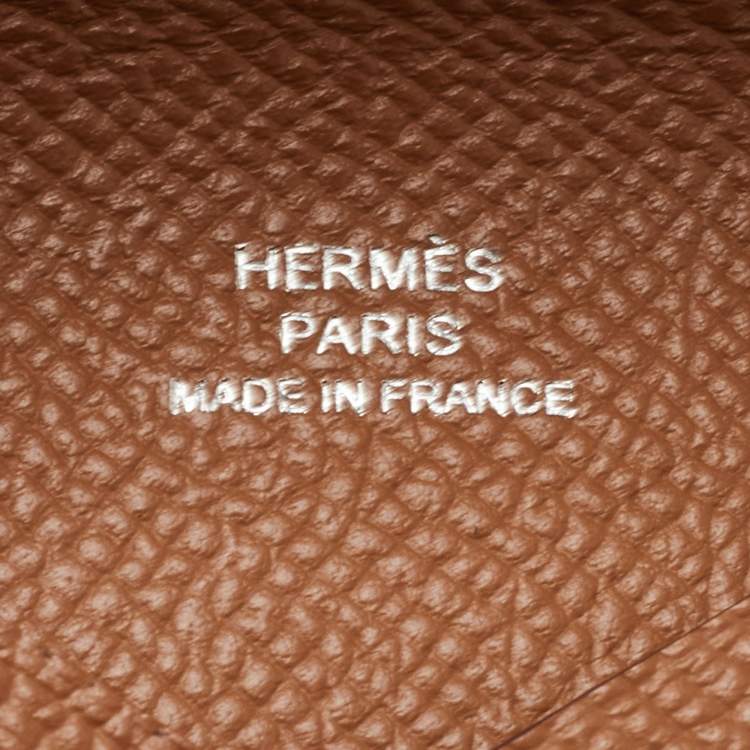 Pre Owned Hermes Gold Epsom Leather Calvi Card Holder