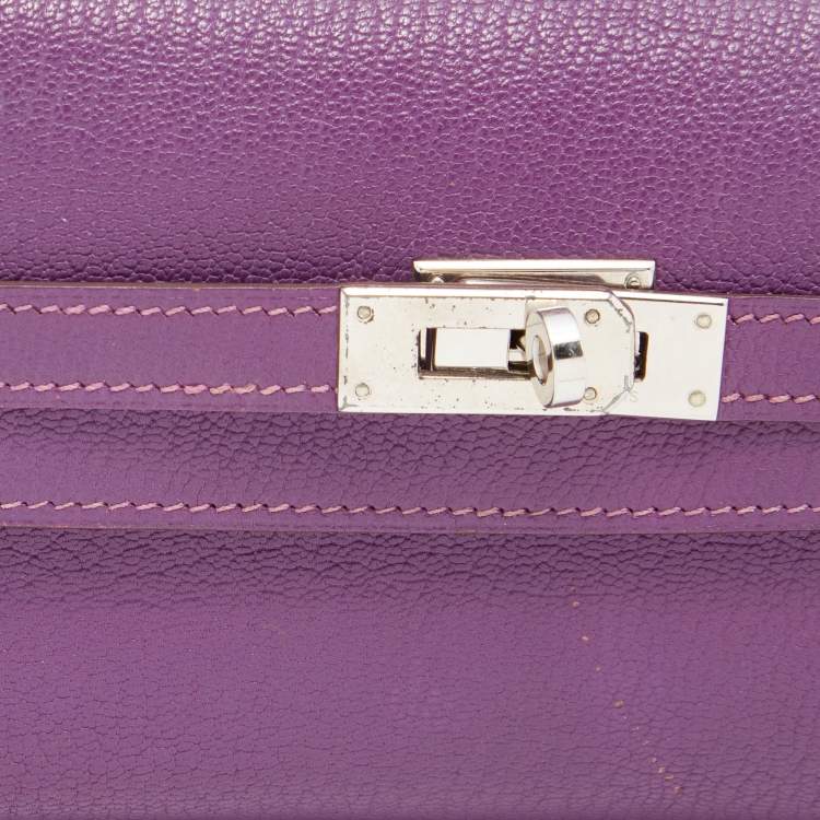 Pre Owned Hermès Anemone Chevre Leather Kelly Depliant Wallet