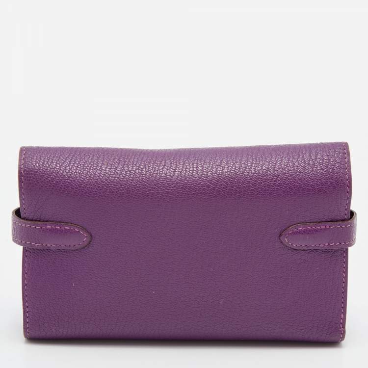 Pre Owned Hermès Anemone Chevre Leather Kelly Depliant Wallet
