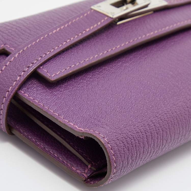 Pre Owned Hermès Anemone Chevre Leather Kelly Depliant Wallet