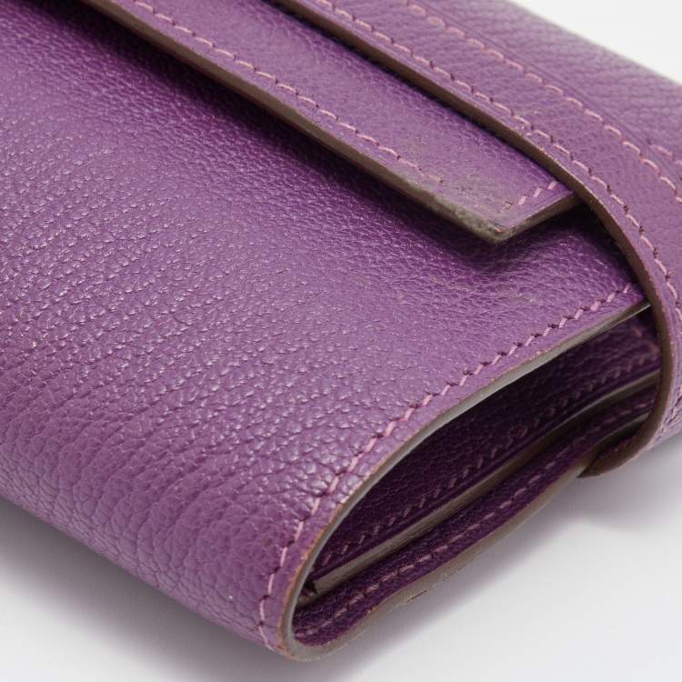 Pre Owned Hermès Anemone Chevre Leather Kelly Depliant Wallet