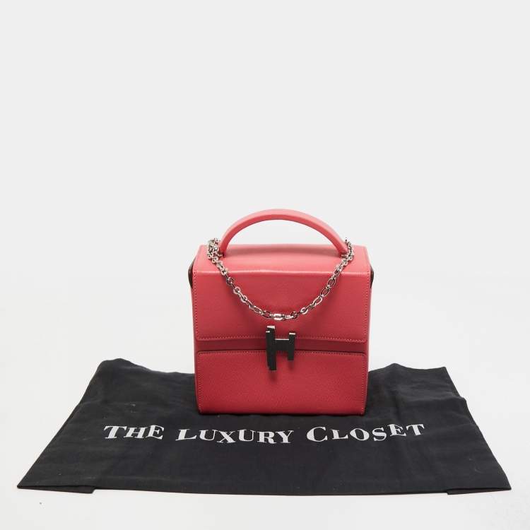 Pre Owned Hermes Rose Lipstick Chevre Mysore Leather Cinhetic Boxy Bag