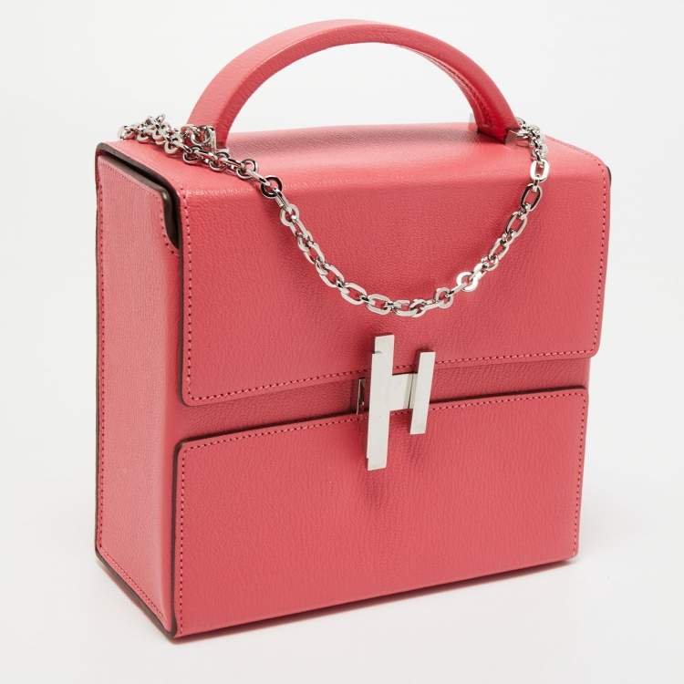 Pre Owned Hermes Rose Lipstick Chevre Mysore Leather Cinhetic Boxy Bag