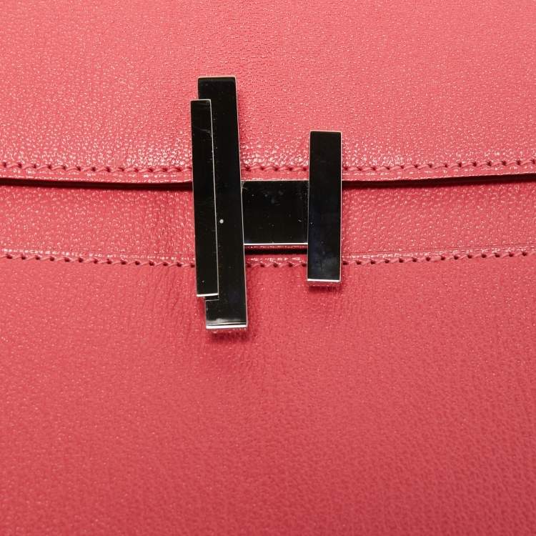 Pre Owned Hermes Rose Lipstick Chevre Mysore Leather Cinhetic Boxy Bag