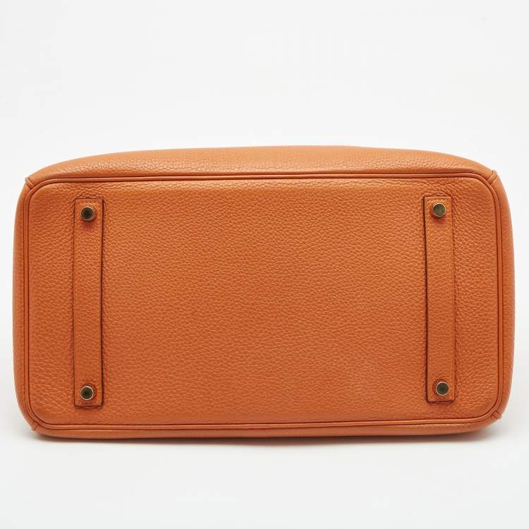 مملوكة مسبقًا Hermes Orange Togo Leather Gold Finish Birkin 35 Bag
