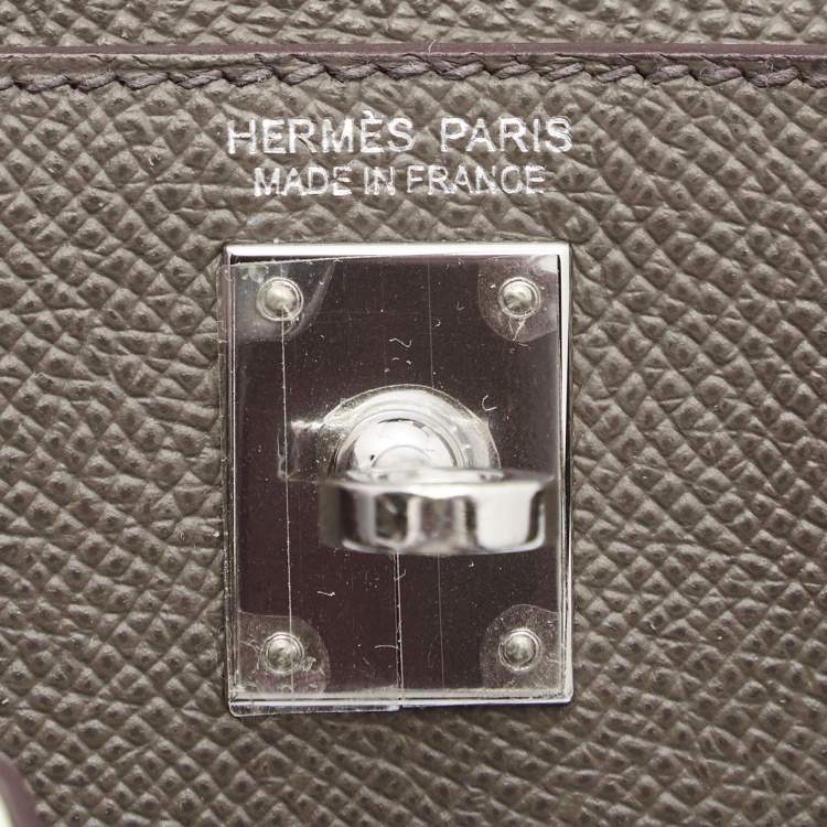 Pre Owned Hermès Etain Epsom Leather Palladium Finish Mini Kelly II Sellier 20 Bag