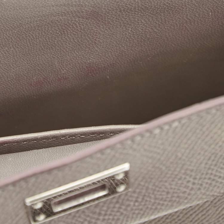 Pre Owned Hermès Etain Epsom Leather Palladium Finish Mini Kelly II Sellier 20 Bag