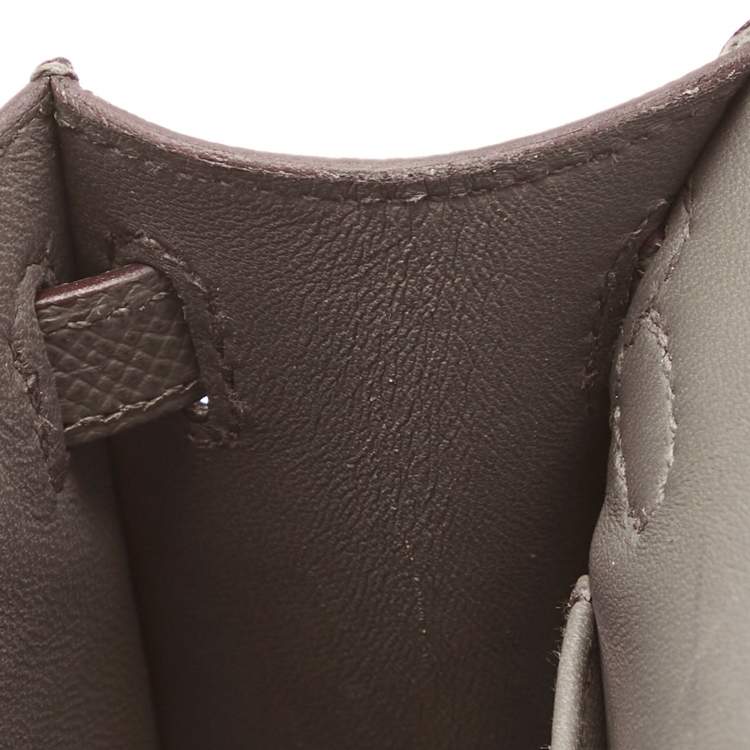 Pre Owned Hermès Etain Epsom Leather Palladium Finish Mini Kelly II Sellier 20 Bag