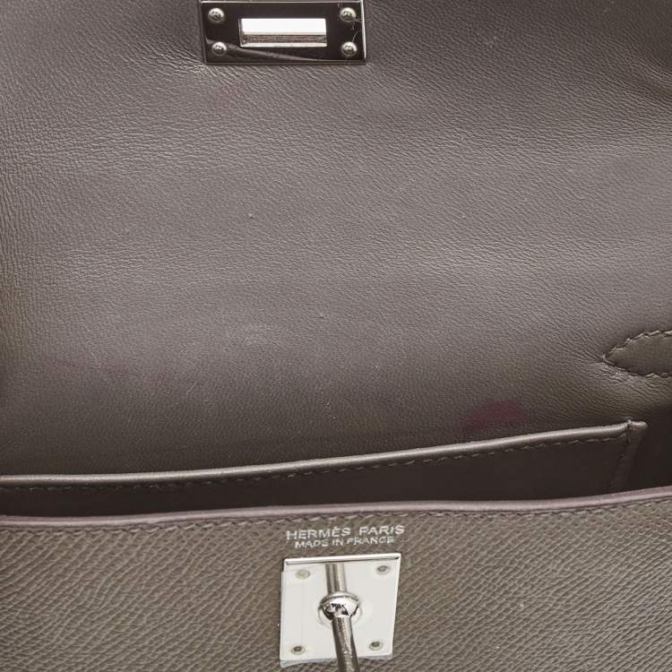 Pre Owned Hermès Etain Epsom Leather Palladium Finish Mini Kelly II Sellier 20 Bag