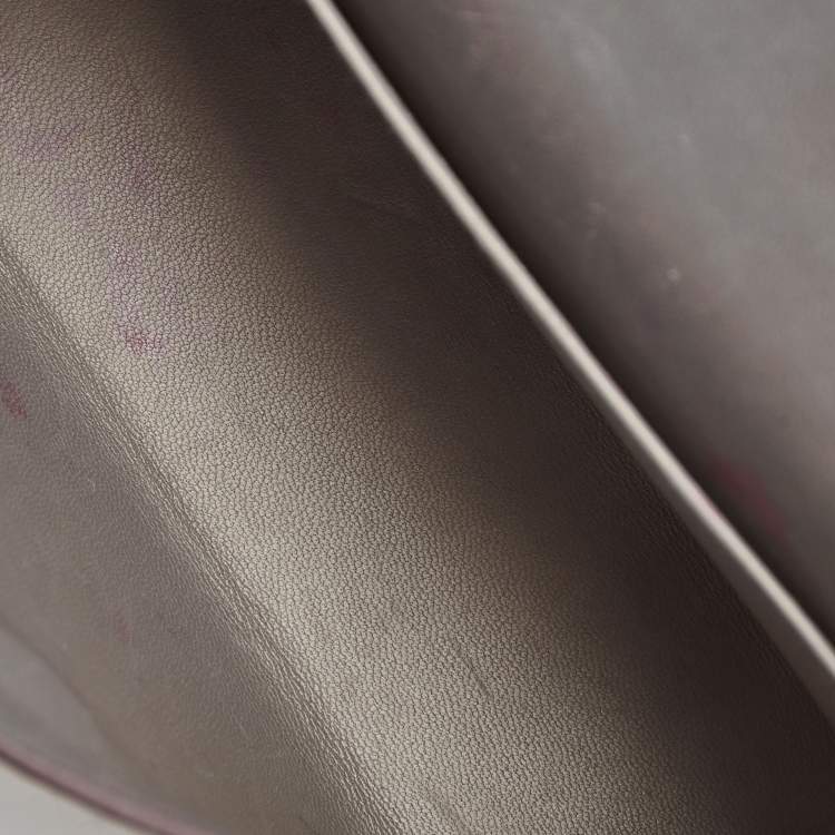 Pre Owned Hermès Etain Epsom Leather Palladium Finish Mini Kelly II Sellier 20 Bag
