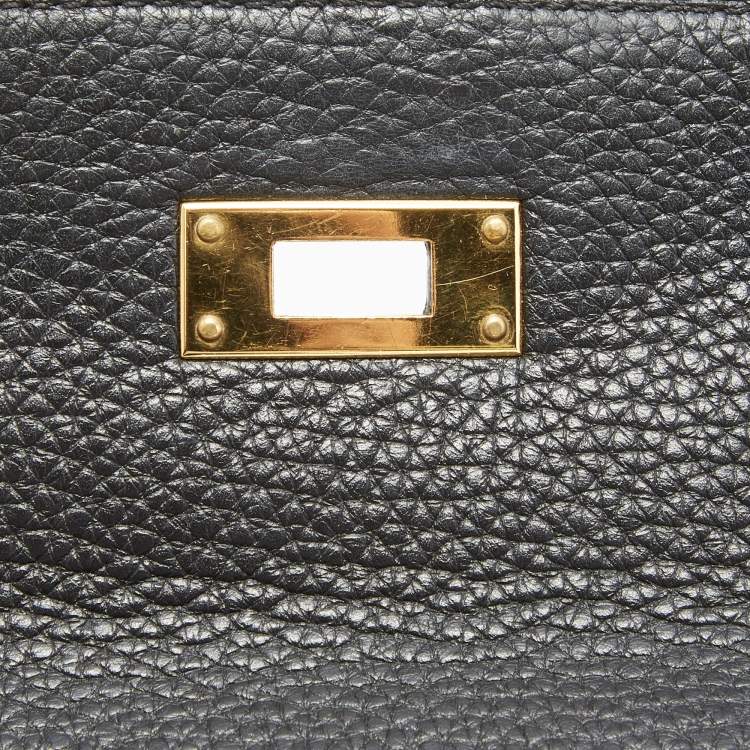 Pre Owned Hermes Black Fjord Leather Gold Finish Kelly Retourne 35 Bag