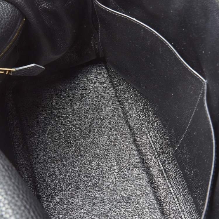 Pre Owned Hermes Black Fjord Leather Gold Finish Kelly Retourne 35 Bag