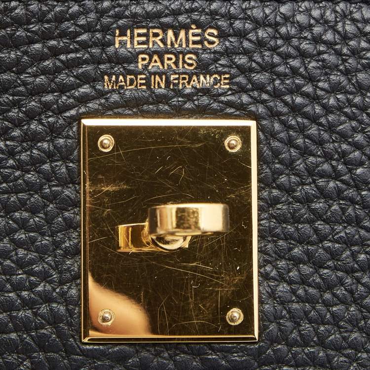 Pre Owned Hermes Black Fjord Leather Gold Finish Kelly Retourne 35 Bag