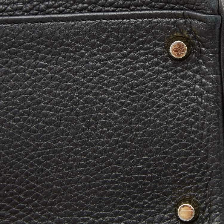 Pre Owned Hermes Black Fjord Leather Gold Finish Kelly Retourne 35 Bag
