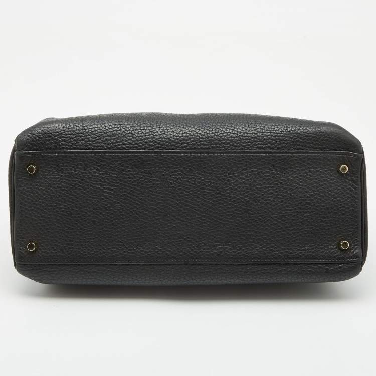 Pre Owned Hermes Black Fjord Leather Gold Finish Kelly Retourne 35 Bag