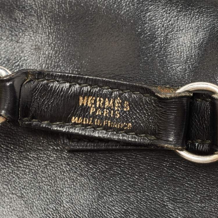 Pre Owned Hermes Black Box Leather Trim Hobo