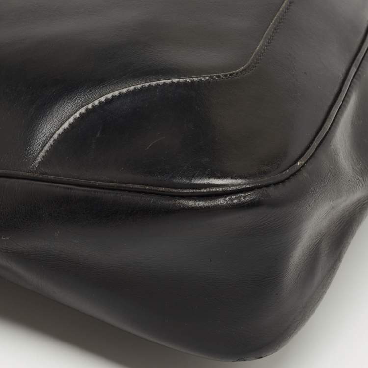 Pre Owned Hermes Black Box Leather Trim Hobo