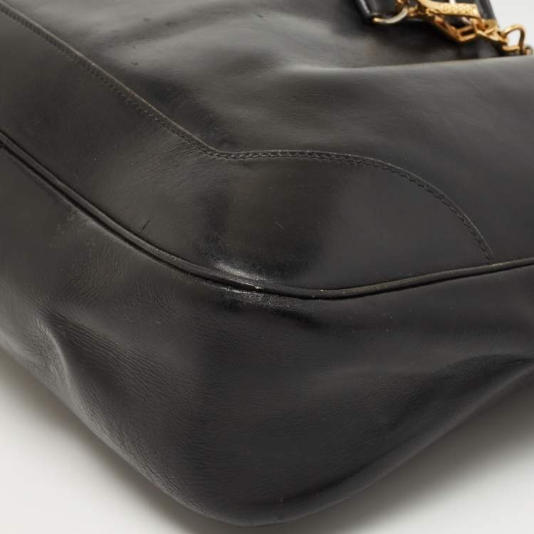 Pre Owned Hermes Black Box Leather Trim Hobo