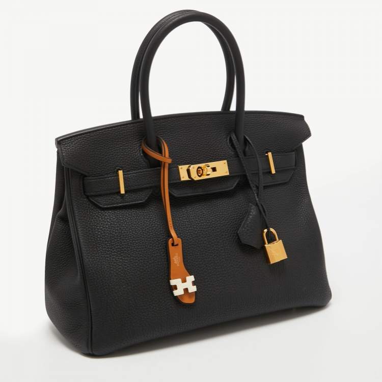 Pre Owned Hermès Black Togo Leather Gold Finish Birkin 30 Bag
