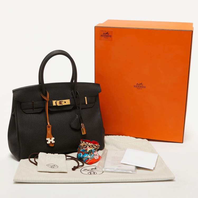 Pre Owned Hermès Black Togo Leather Gold Finish Birkin 30 Bag
