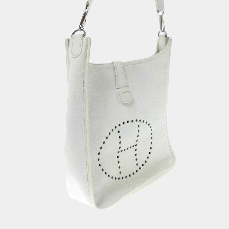 Hermes White Blanc Evelyne TPM Shoulder Cross Body Messenger Bag NEW