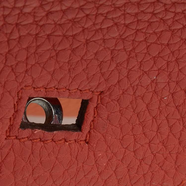 Pre Owned Hermes Orange/Etain/Sanguine Clemence Leather Palladium Finish Birkin 30 Bag